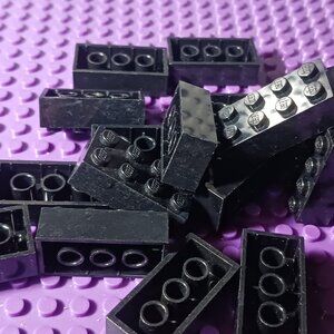 Lego - 2x4 and 2x3 mixed Black Bricks - Used and Cleaned- 1.6 oz